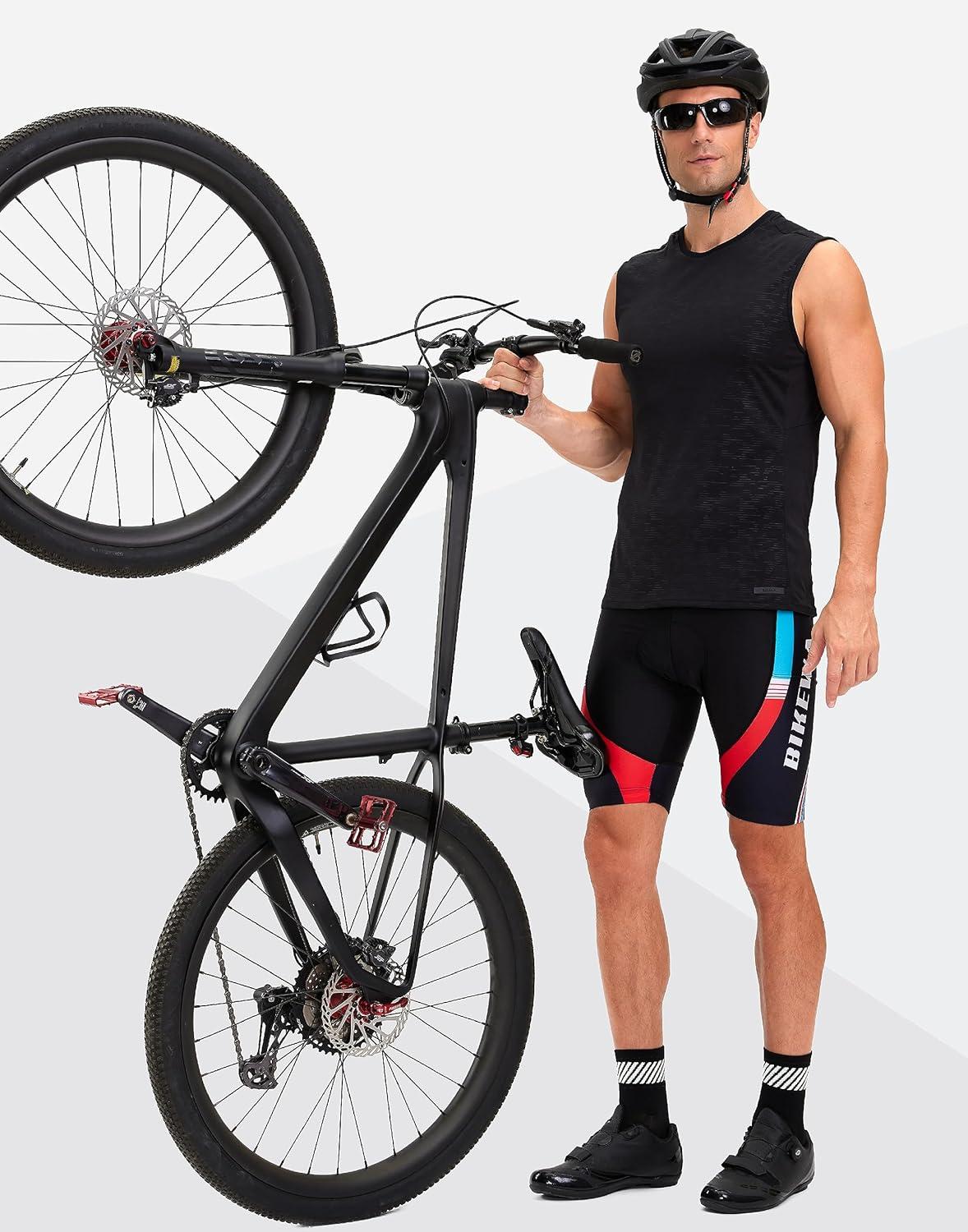 imageBikewa Mens Bike Shorts 4D Padded Biking Road Cycling Bicycle Pants Biker Shorts for Men Zipper Pockets1 BlackRedSky Blue