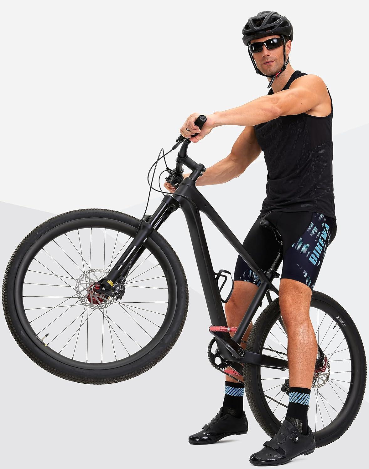 imageBikewa Mens Bike Shorts 4D Padded Biking Road Cycling Bicycle Pants Biker Shorts for Men Zipper Pockets1 Cyan Blue