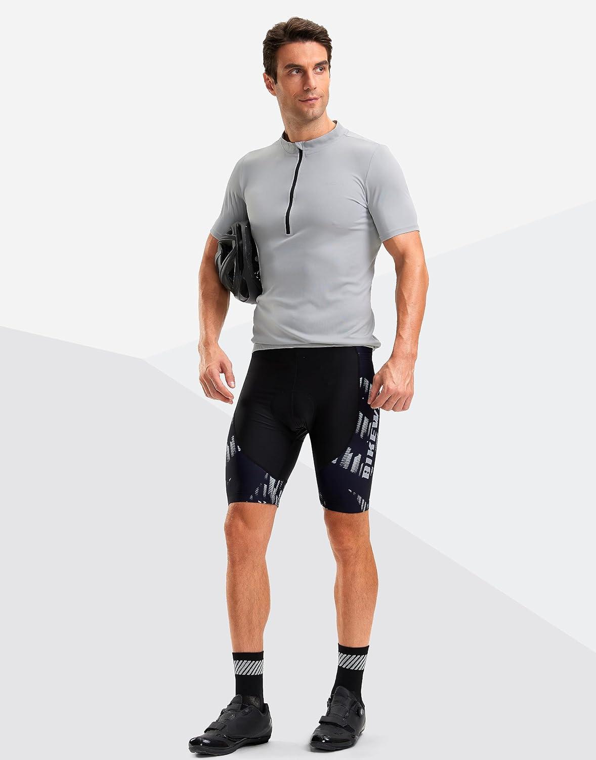 imageBikewa Mens Bike Shorts 4D Padded Biking Road Cycling Bicycle Pants Biker Shorts for Men Zipper Pockets1 Grey