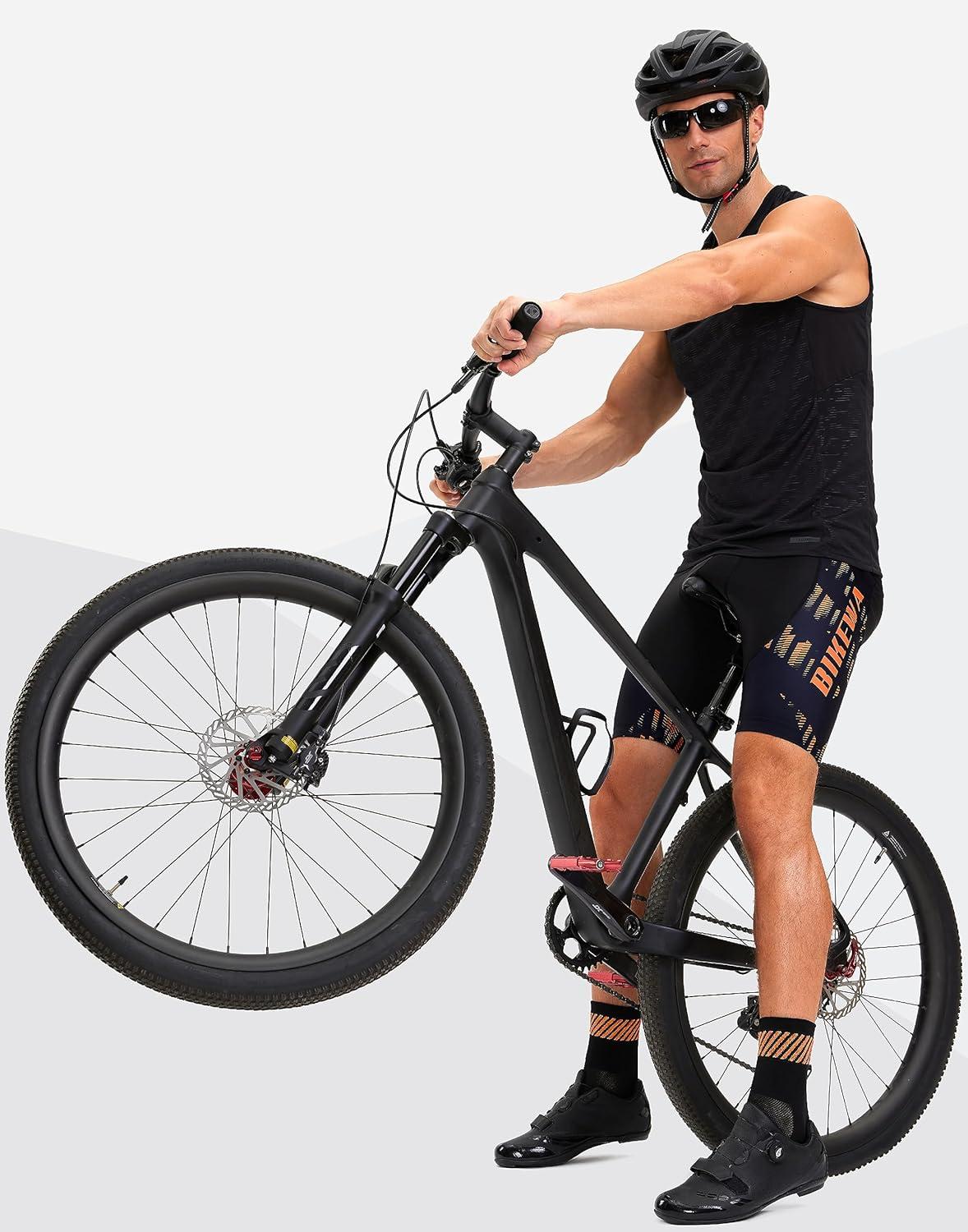 imageBikewa Mens Bike Shorts 4D Padded Biking Road Cycling Bicycle Pants Biker Shorts for Men Zipper Pockets1 Orange
