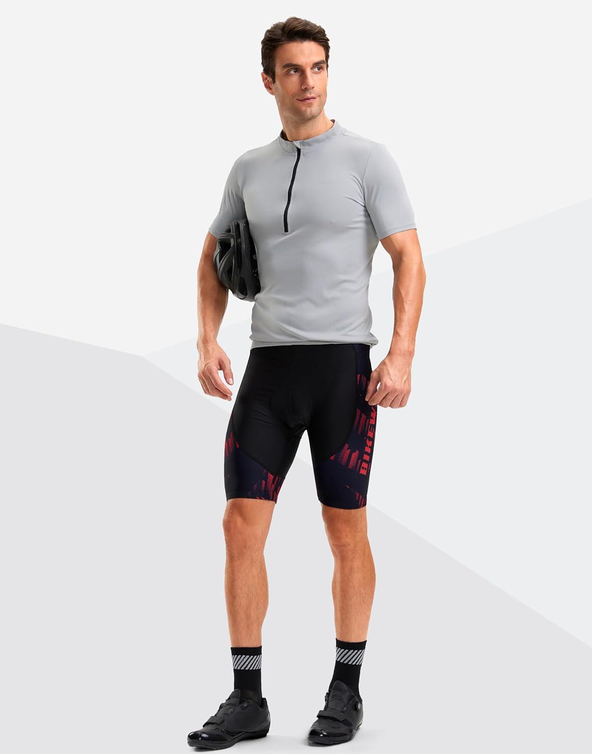 imageBikewa Mens Bike Shorts 4D Padded Biking Road Cycling Bicycle Pants Biker Shorts for Men Zipper Pockets1 Red