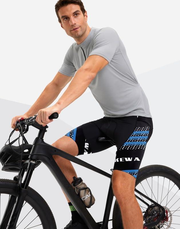 imageBikewa Mens Bike Shorts 4D Padded Biking Road Cycling Bicycle Pants Biker Shorts for Men Zipper Pockets3 Blue