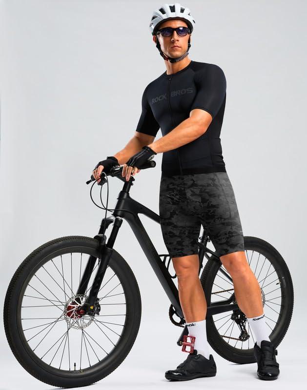 imageBikewa Mens Bike Shorts 4D Padded Cycling Shorts for Men Road Riding Biking Bicycle Zipper PocketsCamo Black