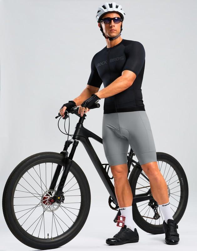 imageBikewa Mens Bike Shorts 4D Padded Cycling Shorts for Men Road Riding Biking Bicycle Zipper PocketsLight Grey