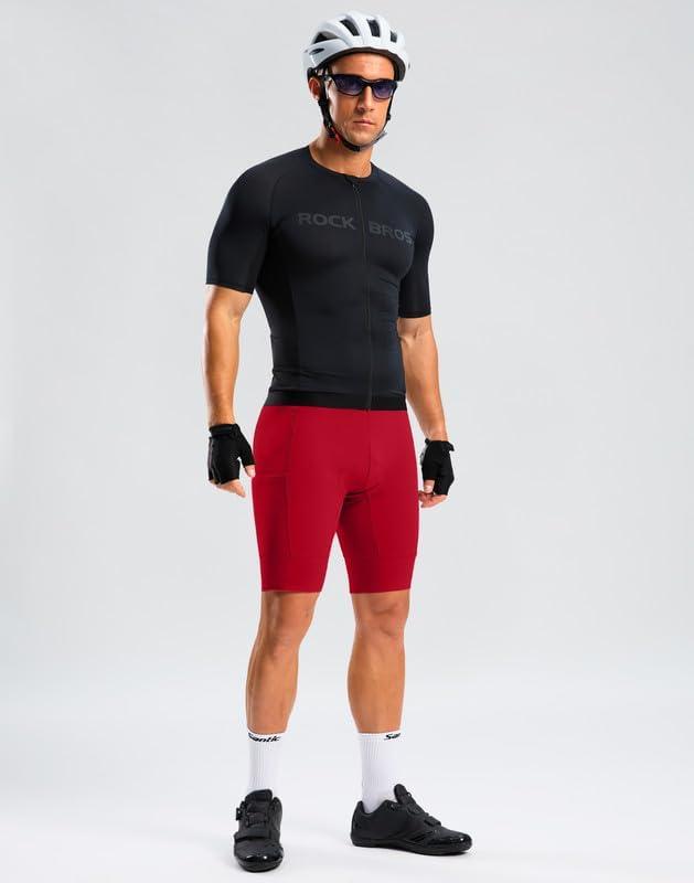 imageBikewa Mens Bike Shorts 4D Padded Cycling Shorts for Men Road Riding Biking Bicycle Zipper PocketsRed