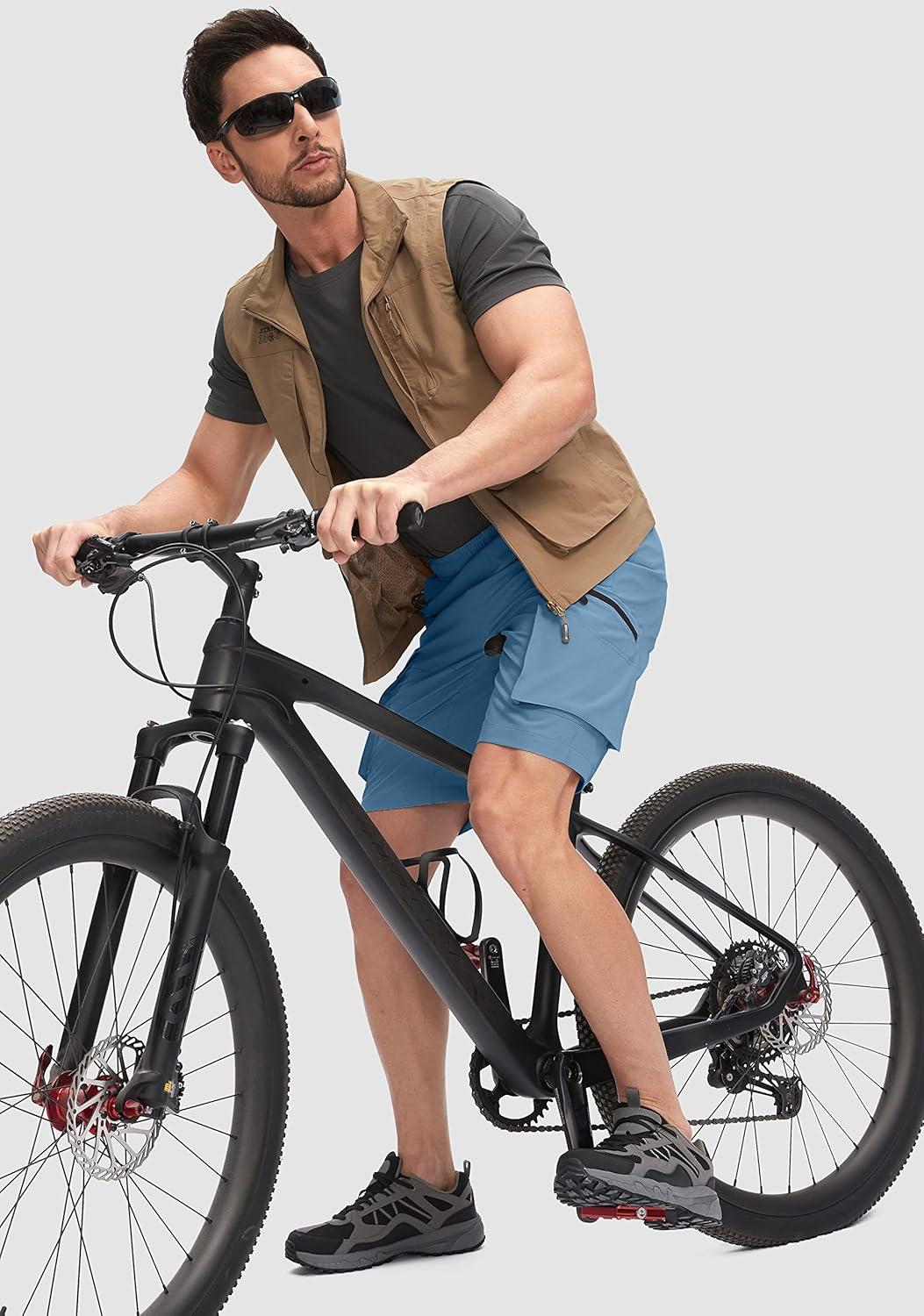 imageBikewa Mens Mountain Bike Shorts 3D Padded Loosefit Biking Riding Cycling Bicycle Biker Shorts Zipper PocketsBlue