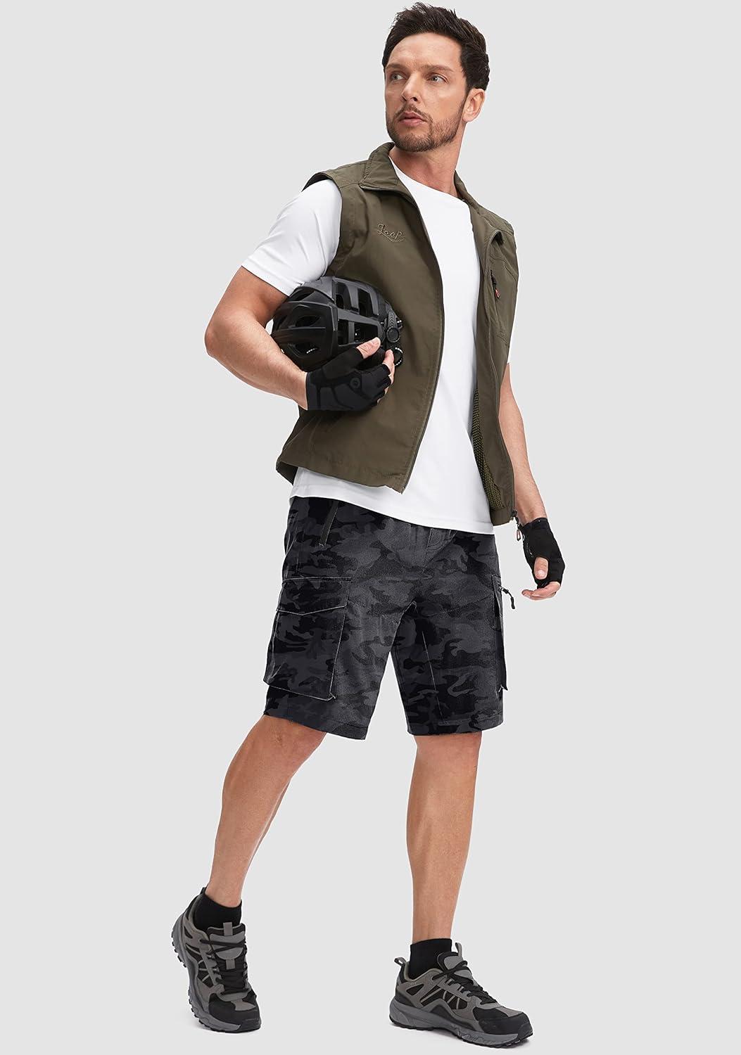 imageBikewa Mens Mountain Bike Shorts 3D Padded Loosefit Biking Riding Cycling Bicycle Biker Shorts Zipper PocketsCamo Black