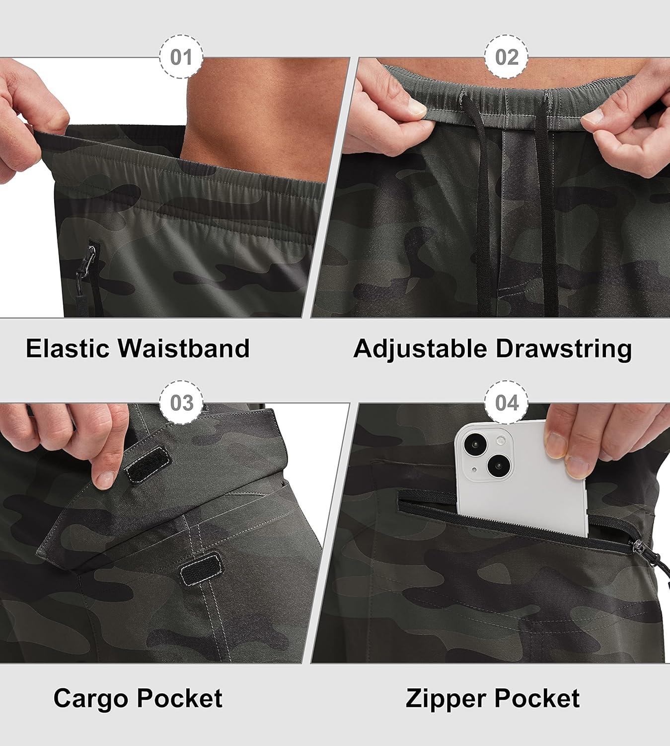 imageBikewa Mens Mountain Bike Shorts 3D Padded Loosefit Biking Riding Cycling Bicycle Biker Shorts Zipper PocketsCamo Green