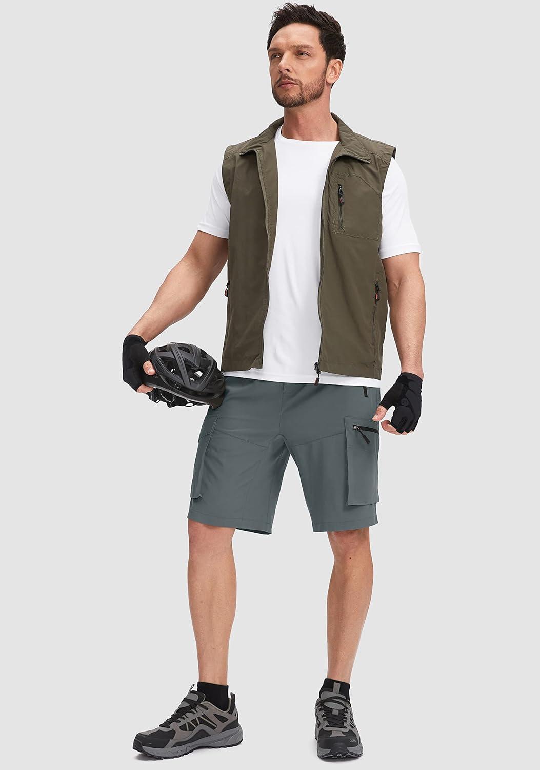 imageBikewa Mens Mountain Bike Shorts 3D Padded Loosefit Biking Riding Cycling Bicycle Biker Shorts Zipper PocketsGrey
