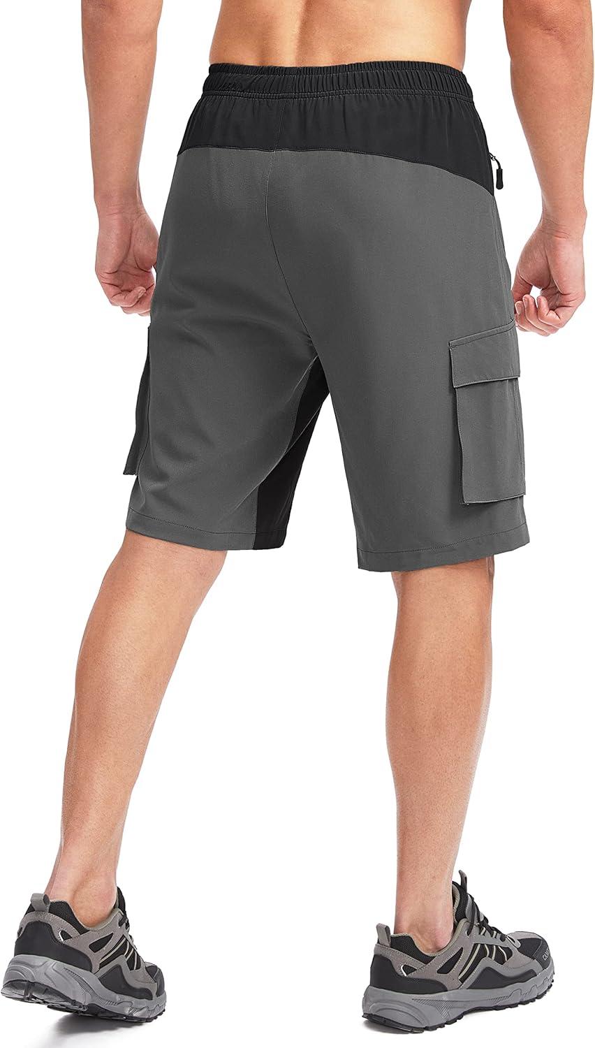 imageBikewa Mens Mountain Bike Shorts 3D Padded Loosefit Biking Riding Cycling Bicycle Biker Shorts Zipper PocketsGrey Black