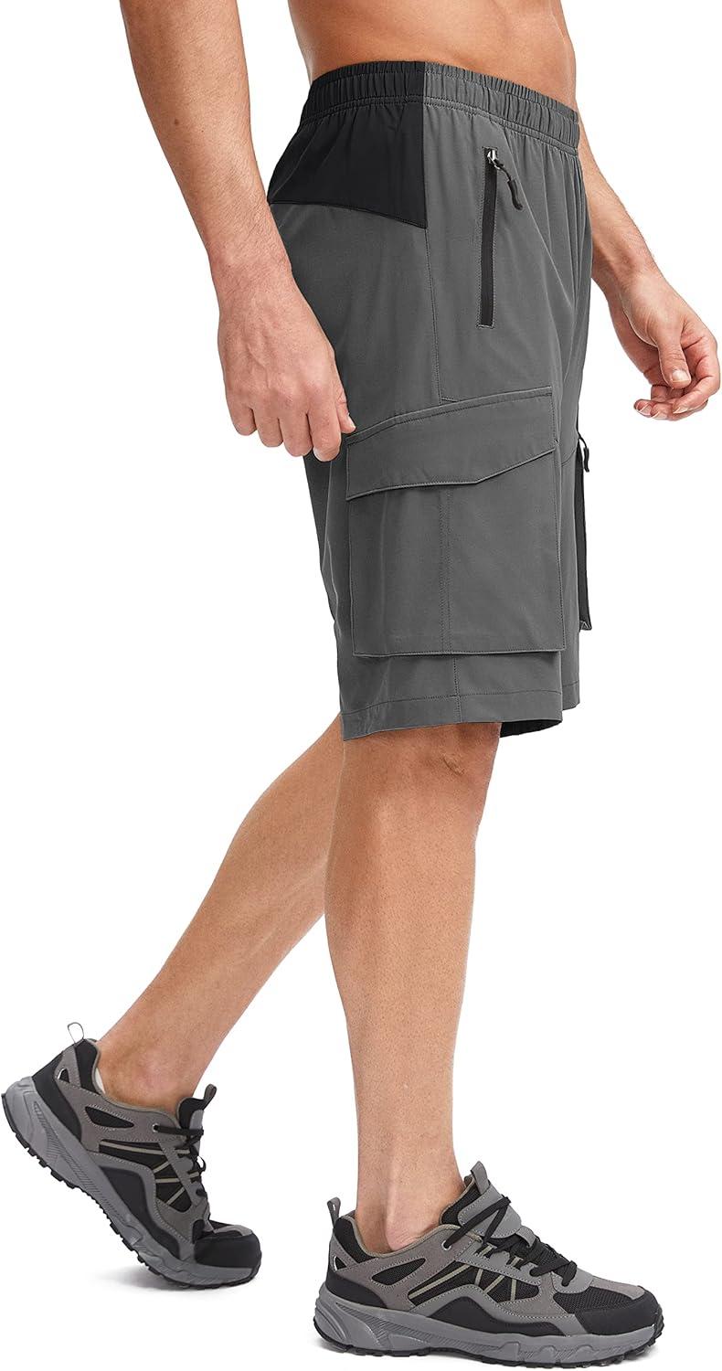 imageBikewa Mens Mountain Bike Shorts 3D Padded Loosefit Biking Riding Cycling Bicycle Biker Shorts Zipper PocketsGrey Black