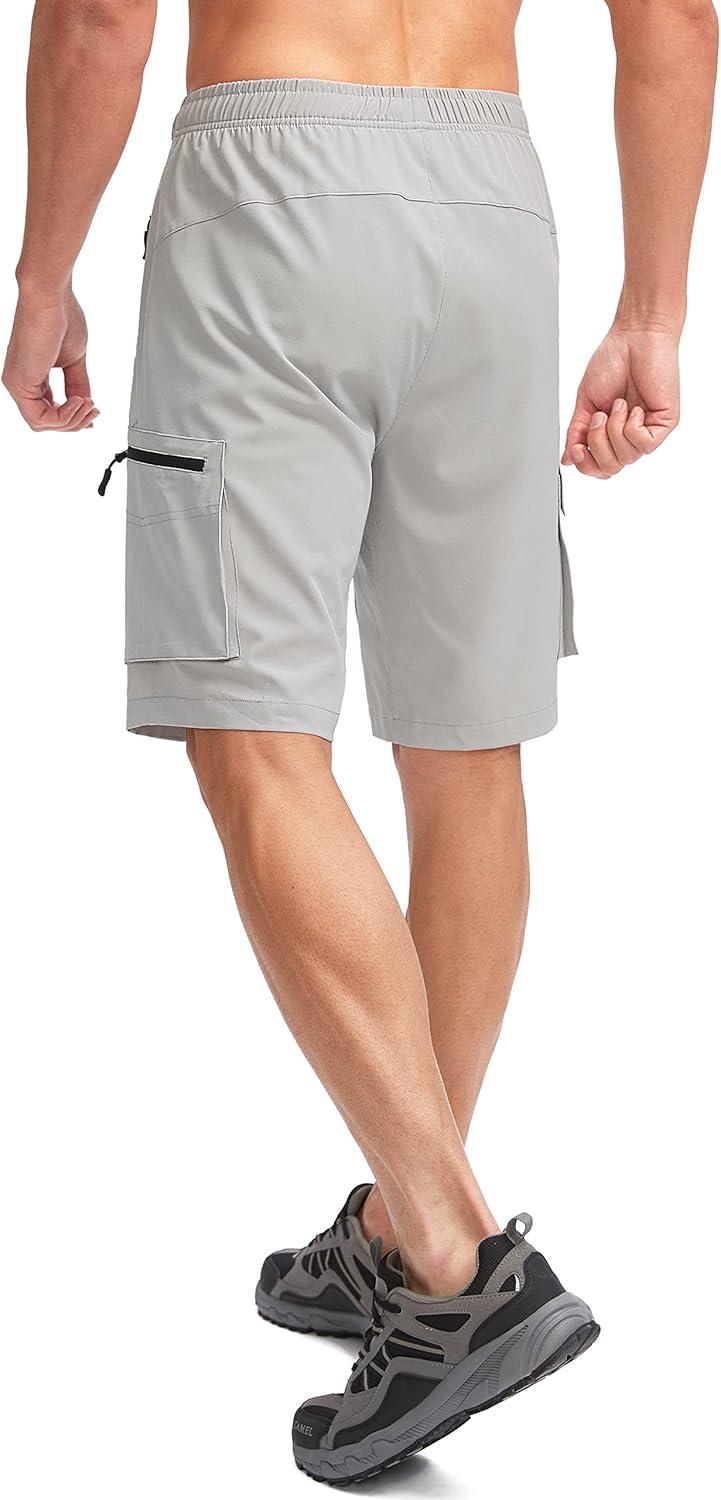 imageBikewa Mens Mountain Bike Shorts 3D Padded Loosefit Biking Riding Cycling Bicycle Biker Shorts Zipper PocketsLight Grey