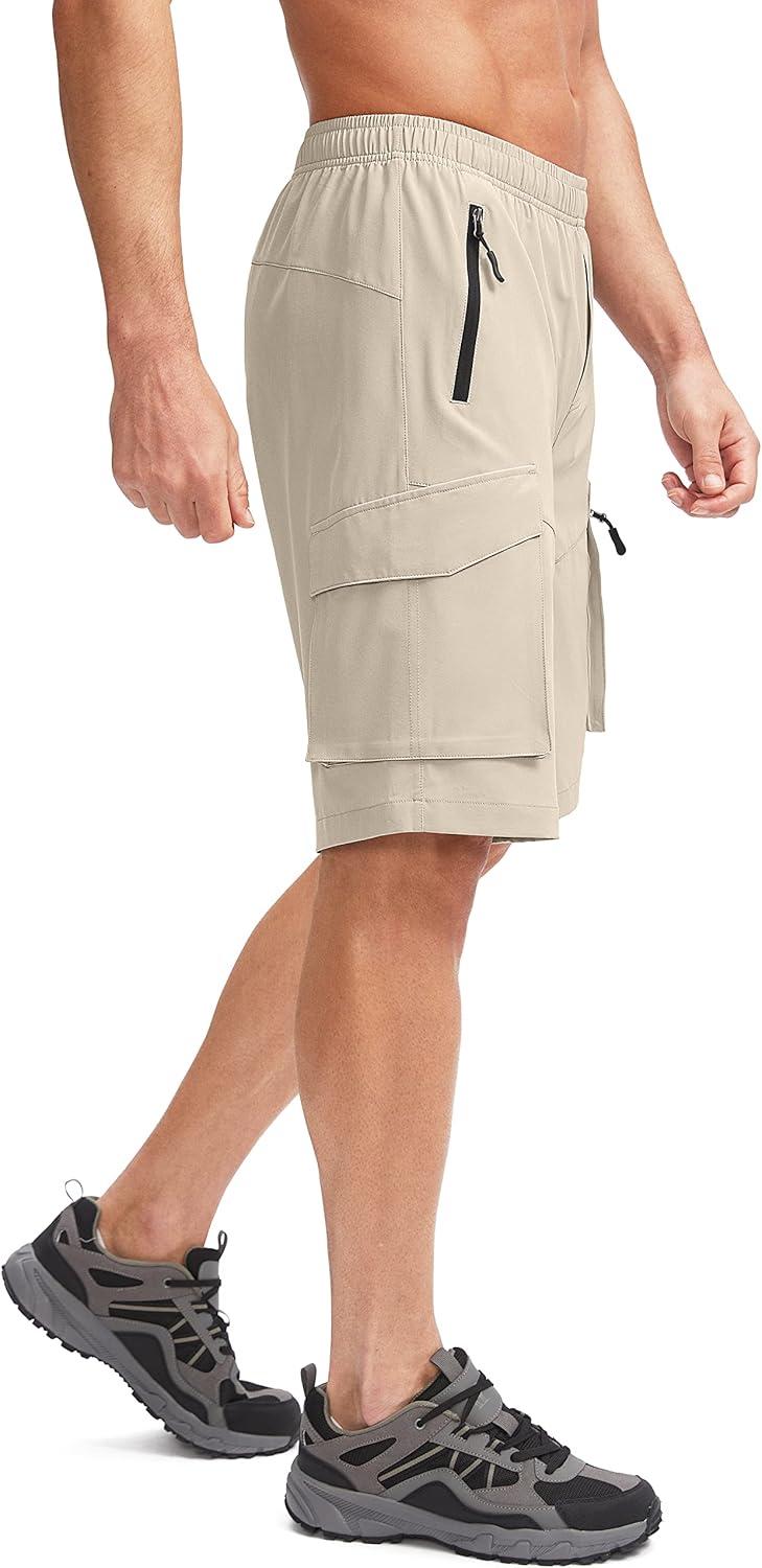 imageBikewa Mens Mountain Bike Shorts 3D Padded Loosefit Biking Riding Cycling Bicycle Biker Shorts Zipper PocketsLight Khaki