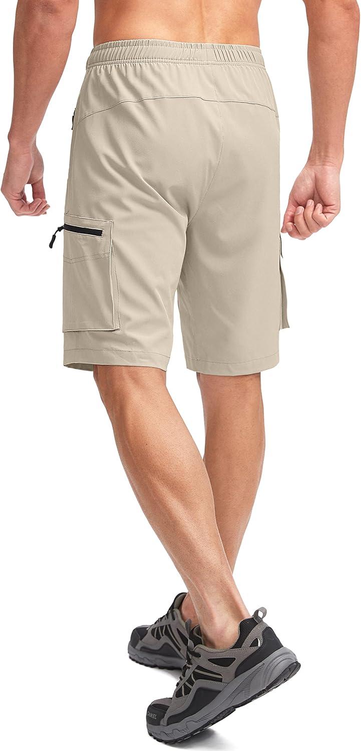 imageBikewa Mens Mountain Bike Shorts 3D Padded Loosefit Biking Riding Cycling Bicycle Biker Shorts Zipper PocketsLight Khaki