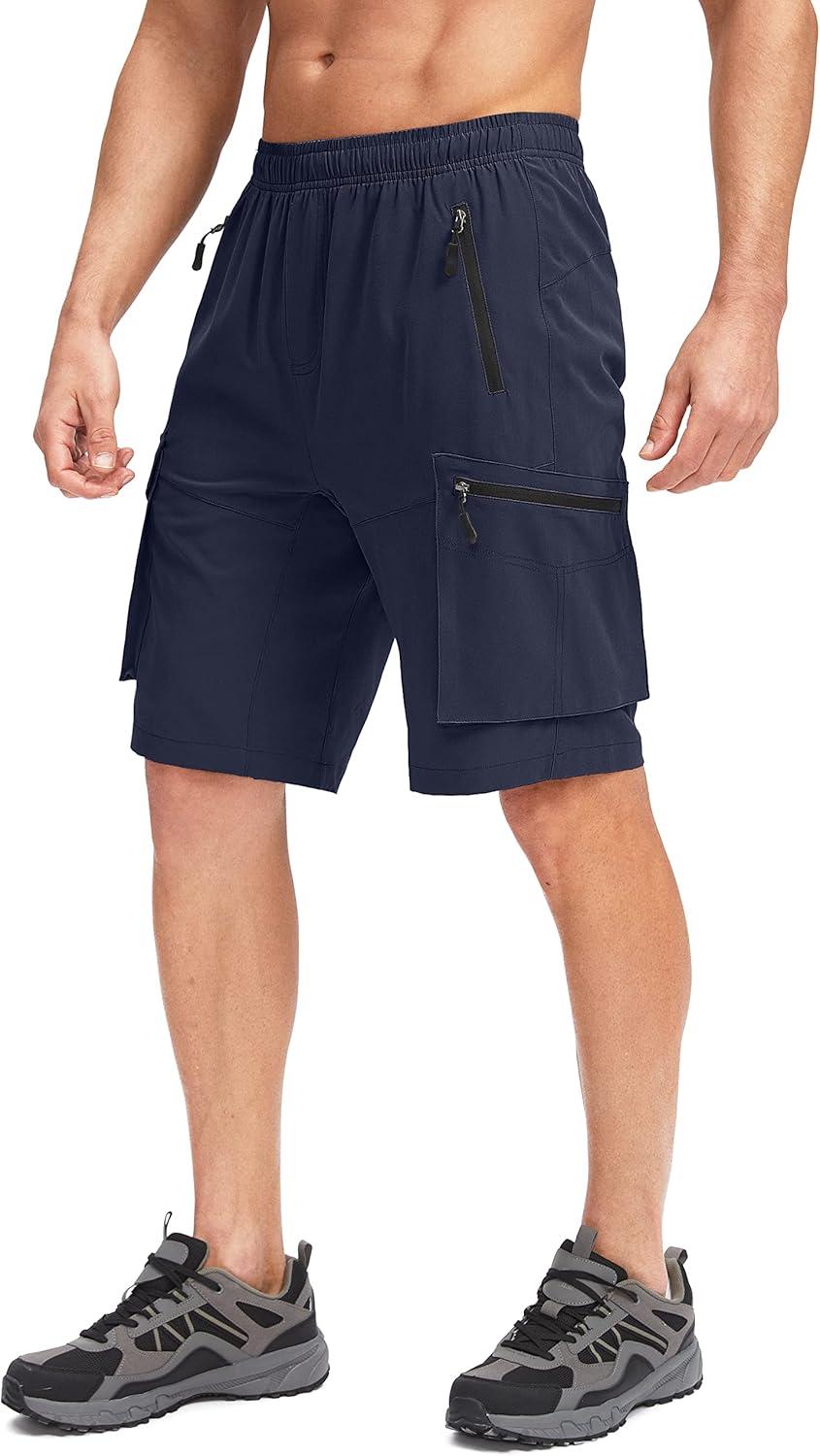imageBikewa Mens Mountain Bike Shorts 3D Padded Loosefit Biking Riding Cycling Bicycle Biker Shorts Zipper PocketsNavy
