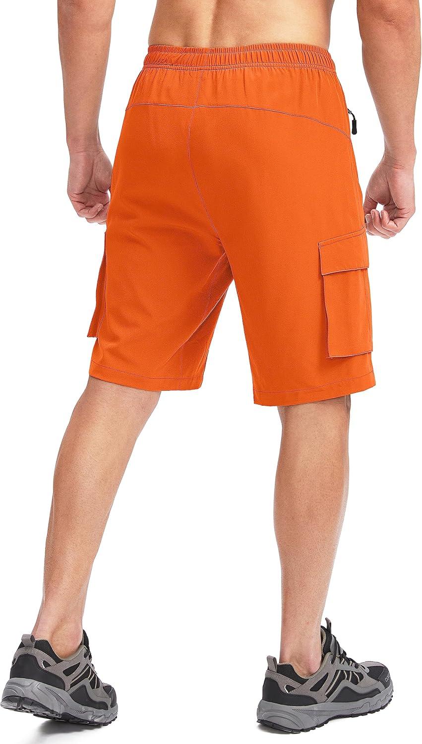 imageBikewa Mens Mountain Bike Shorts 3D Padded Loosefit Biking Riding Cycling Bicycle Biker Shorts Zipper PocketsOrange