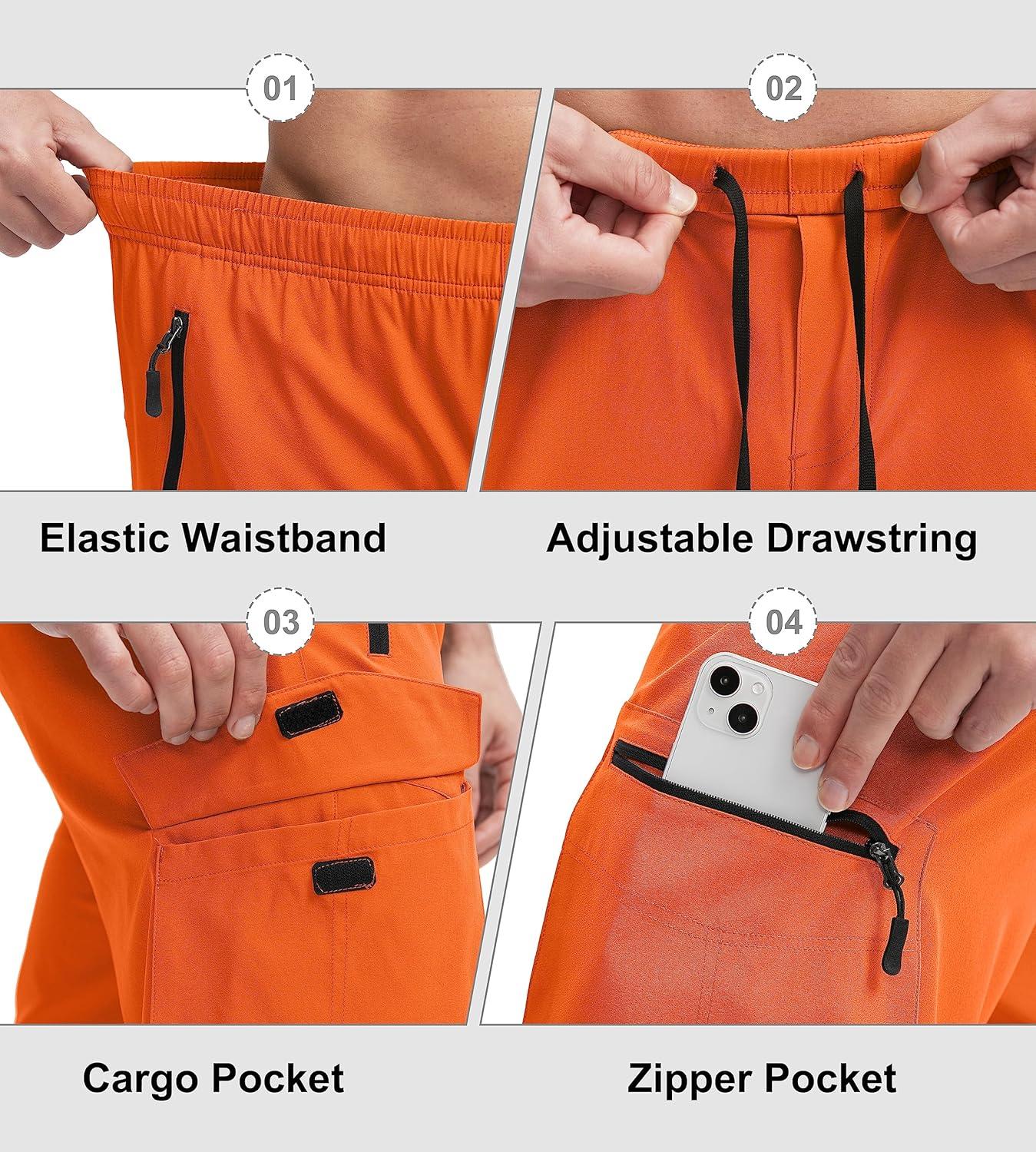 imageBikewa Mens Mountain Bike Shorts 3D Padded Loosefit Biking Riding Cycling Bicycle Biker Shorts Zipper PocketsOrange