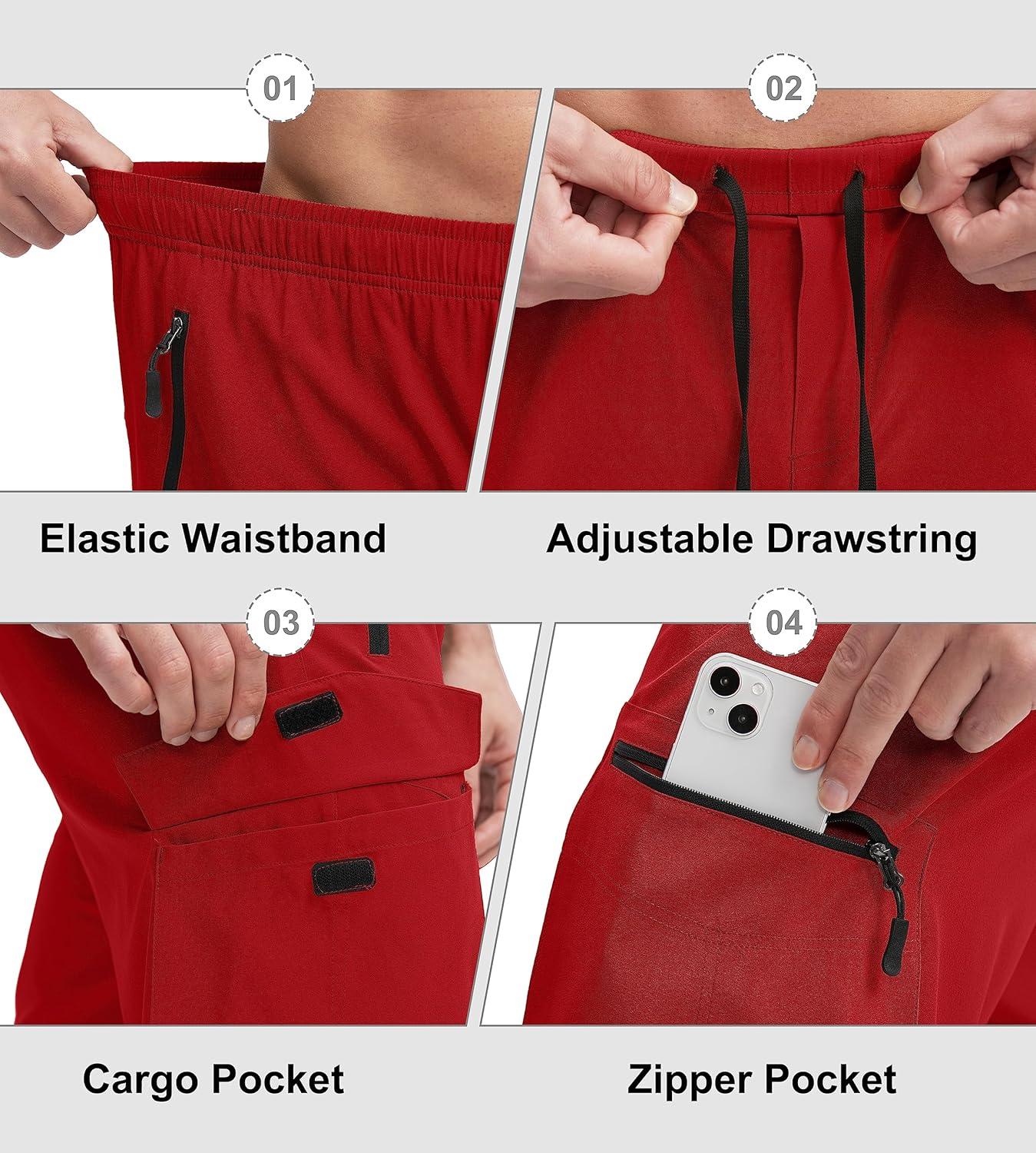 imageBikewa Mens Mountain Bike Shorts 3D Padded Loosefit Biking Riding Cycling Bicycle Biker Shorts Zipper PocketsRed