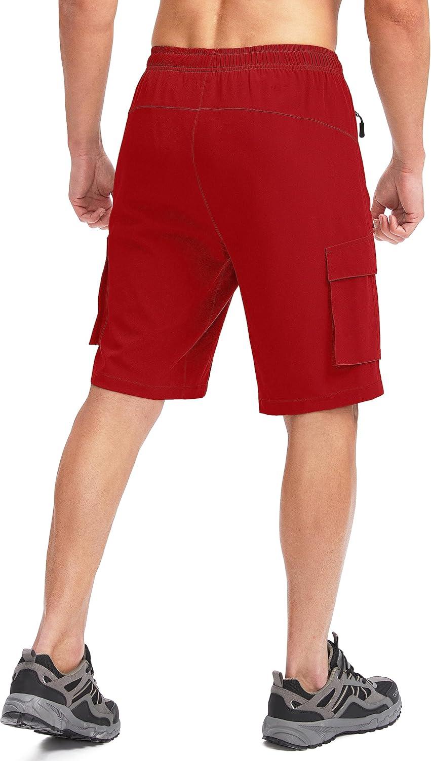 imageBikewa Mens Mountain Bike Shorts 3D Padded Loosefit Biking Riding Cycling Bicycle Biker Shorts Zipper PocketsRed