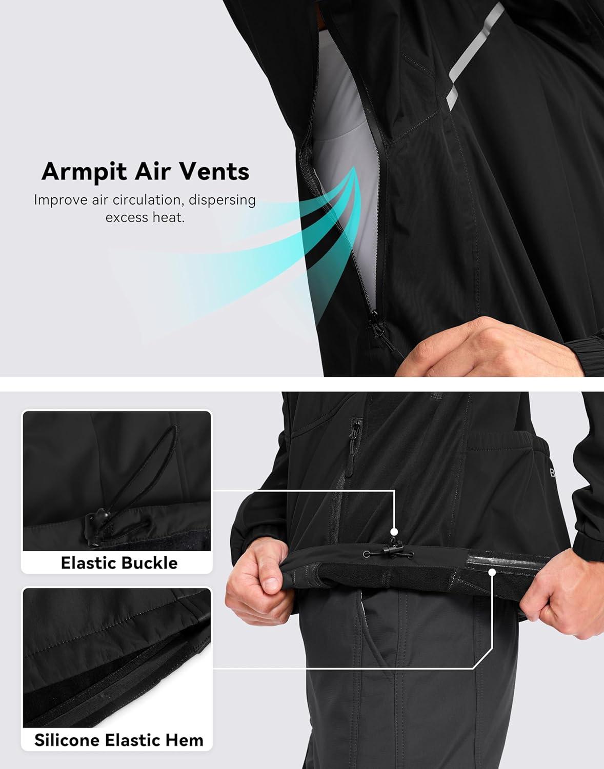 imageBikewa Mens Winter Cycling Jackets Thermal Warm Water Resistant Bike Running Windproof JacketBlack