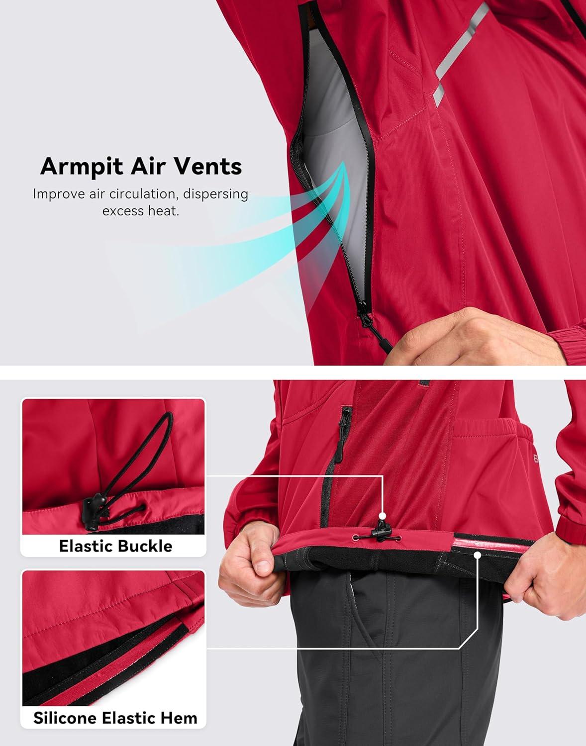 imageBikewa Mens Winter Cycling Jackets Thermal Warm Water Resistant Bike Running Windproof JacketDark Red