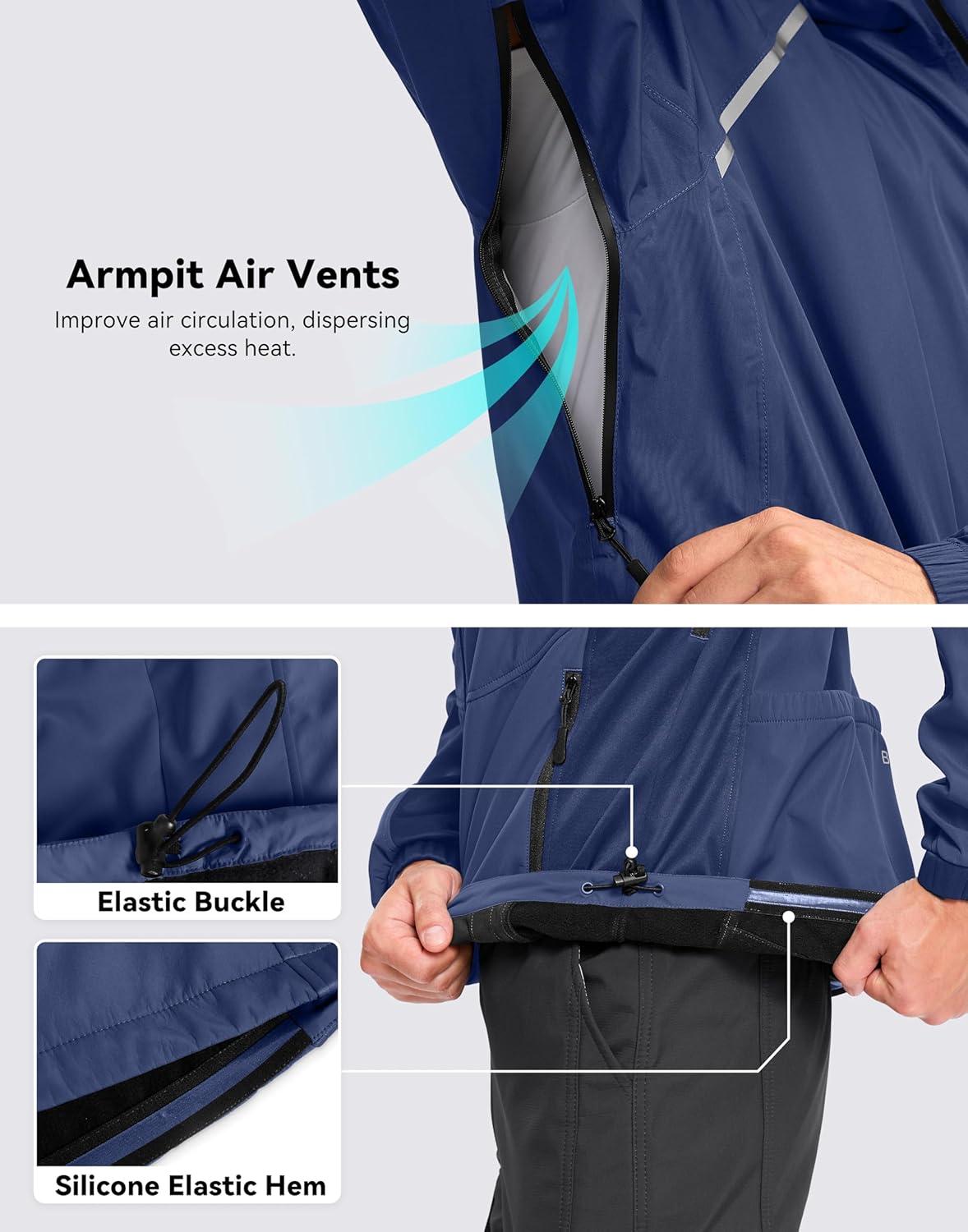imageBikewa Mens Winter Cycling Jackets Thermal Warm Water Resistant Bike Running Windproof JacketNavy