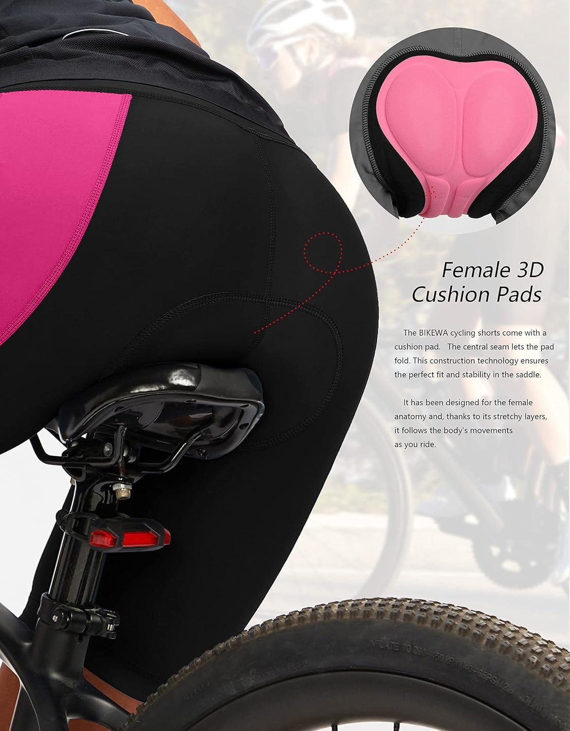 imageBikewa Womens 4D Padded Bike Shorts Cycling Riding Road Biking Bicycle Cycle Shorts for Women Zipper PocketsBlackRosy