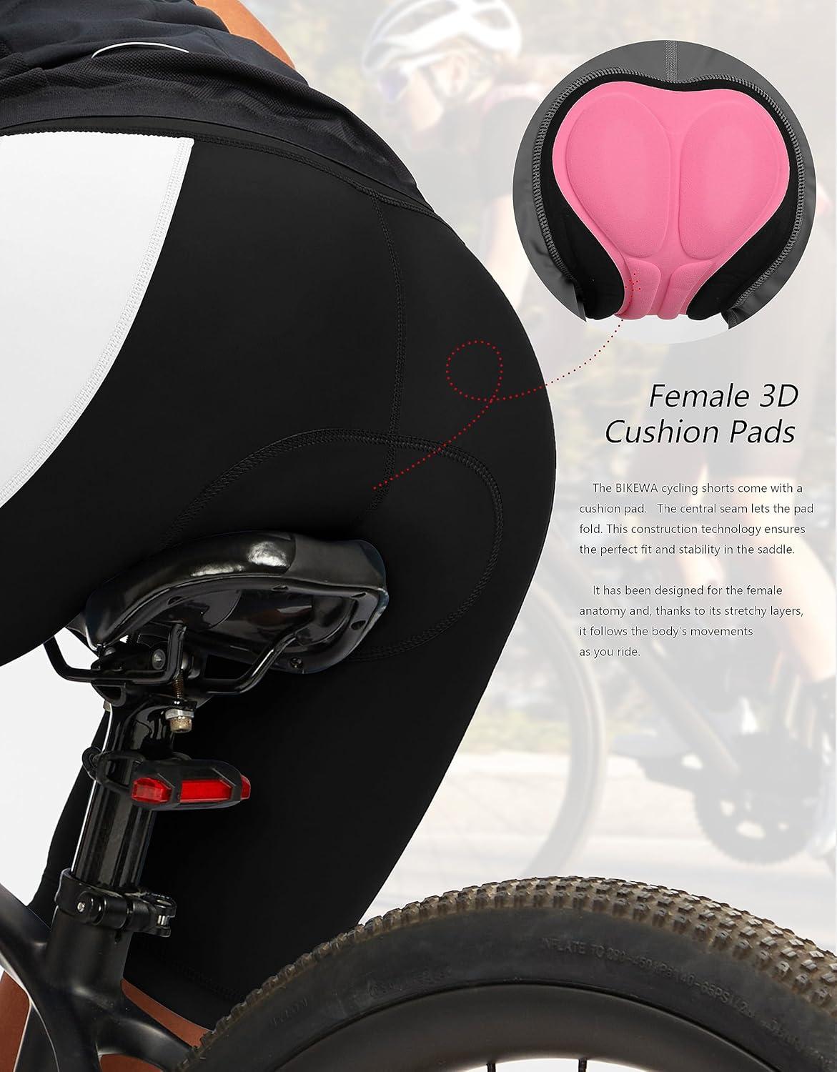 imageBikewa Womens 4D Padded Bike Shorts Cycling Riding Road Biking Bicycle Cycle Shorts for Women Zipper PocketsBlackWhite