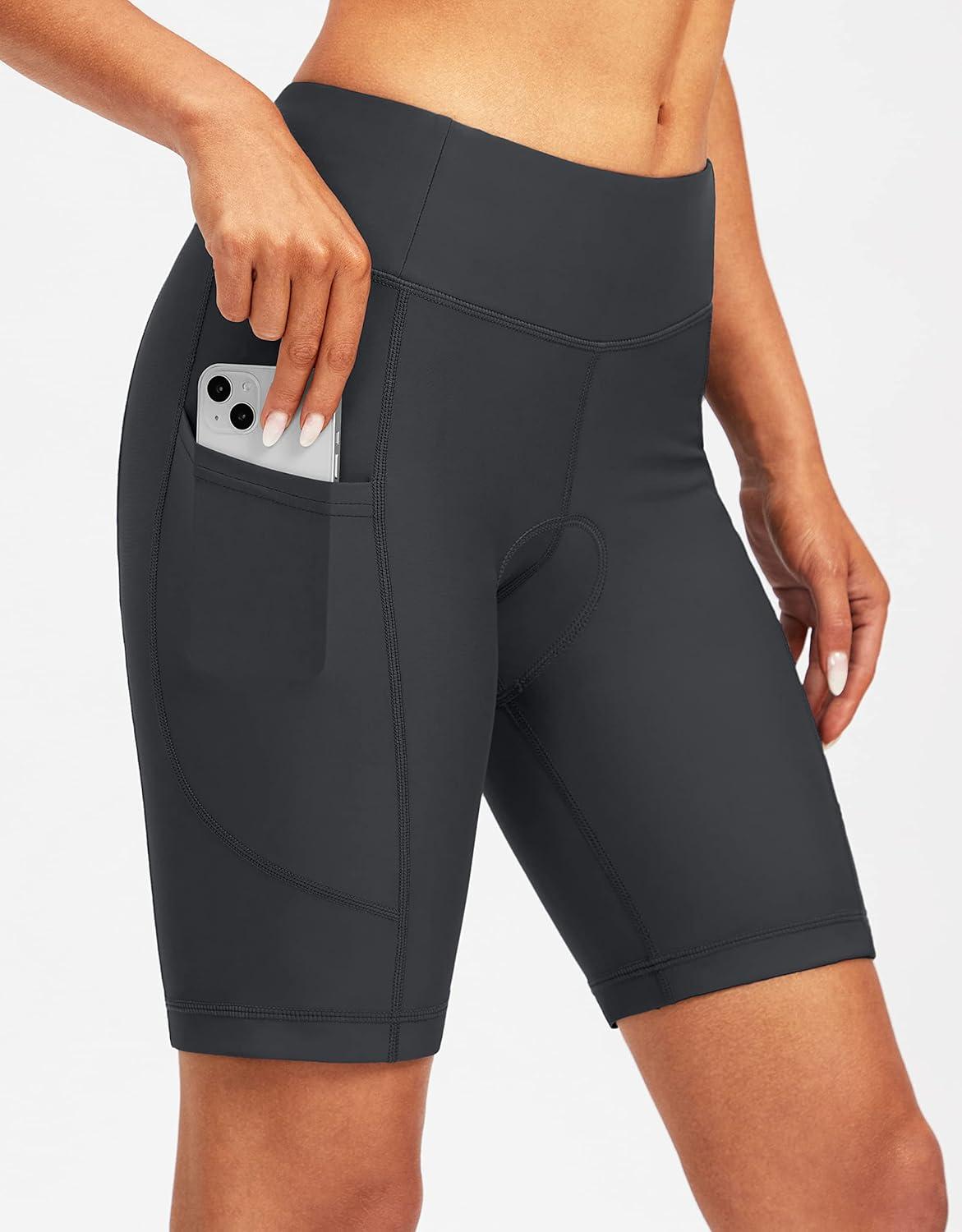 imageBikewa Womens 4D Padded Bike Shorts Cycling Riding Road Biking Bicycle Cycle Shorts for Women Zipper PocketsDark Grey