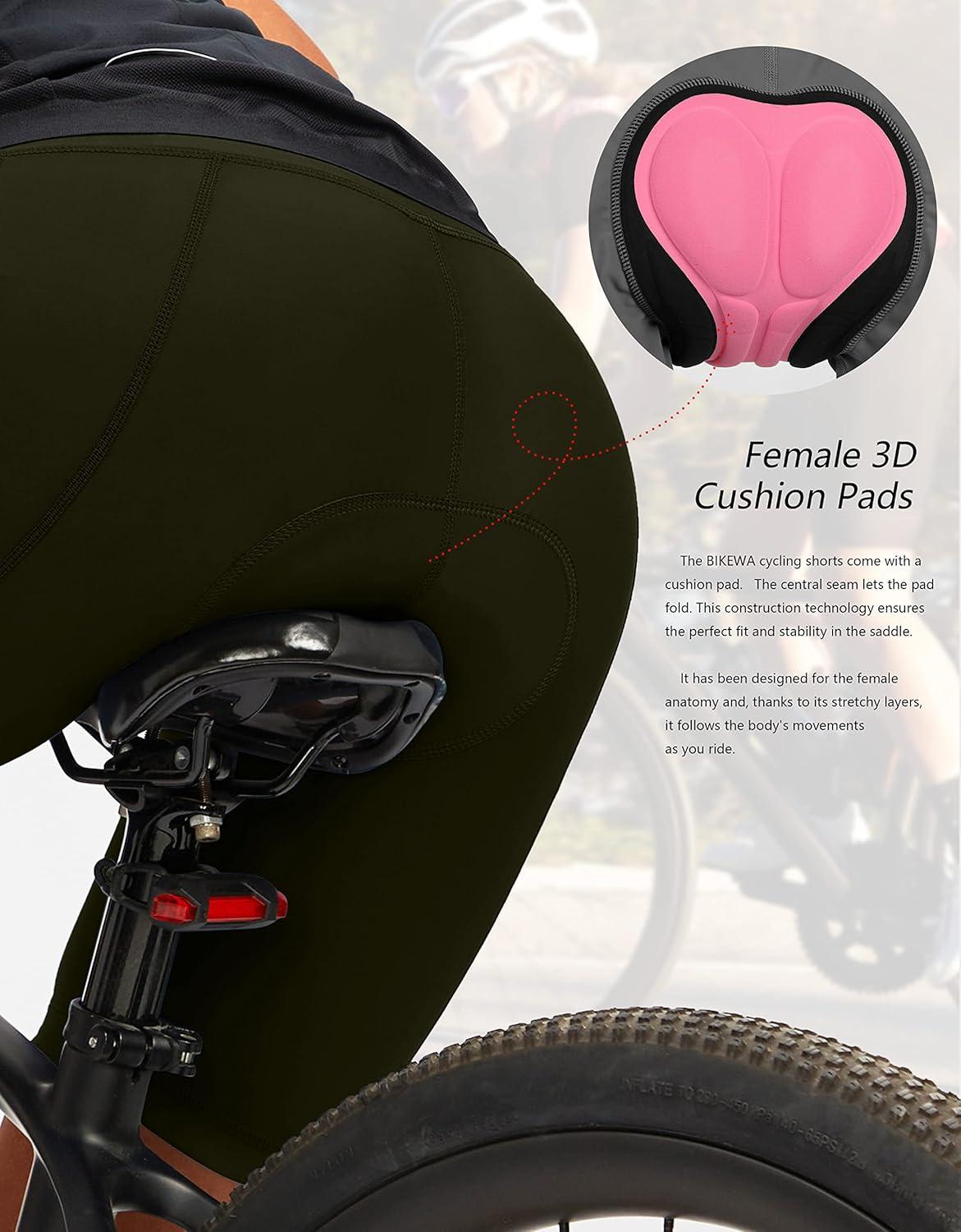 imageBikewa Womens 4D Padded Bike Shorts Cycling Riding Road Biking Bicycle Cycle Shorts for Women Zipper PocketsOlive Green