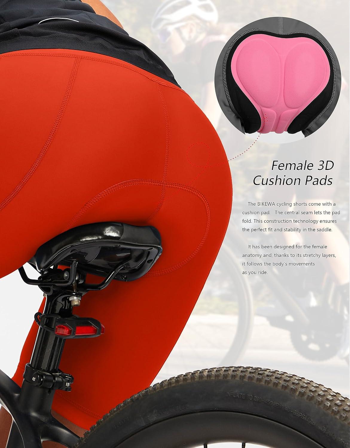 imageBikewa Womens 4D Padded Bike Shorts Cycling Riding Road Biking Bicycle Cycle Shorts for Women Zipper PocketsOrange