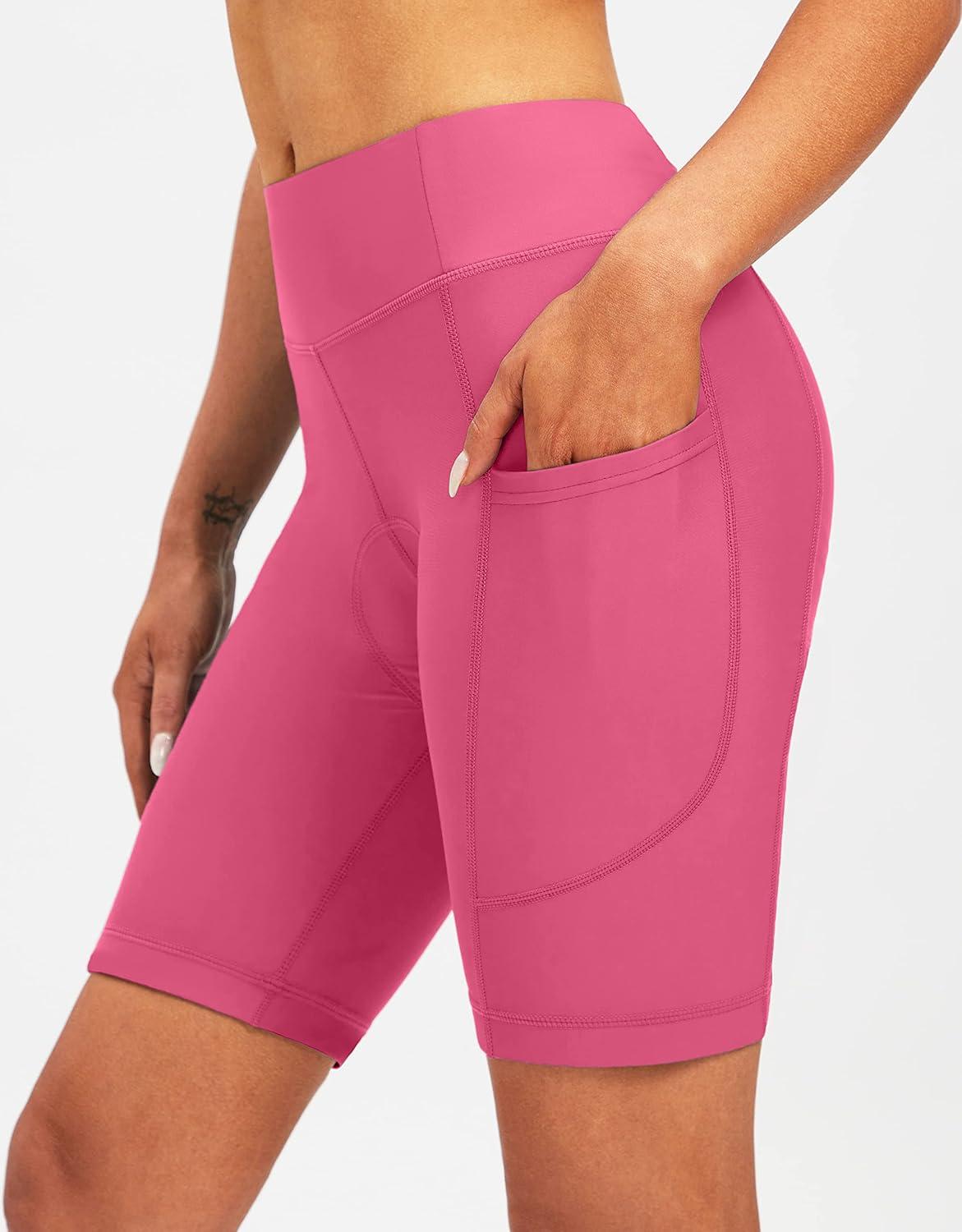 imageBikewa Womens 4D Padded Bike Shorts Cycling Riding Road Biking Bicycle Cycle Shorts for Women Zipper PocketsPink