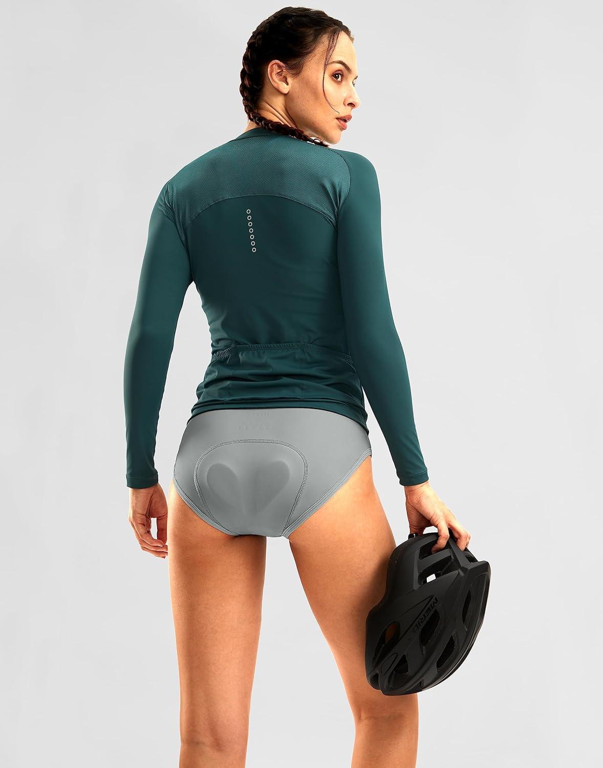 imageBikewa Womens 4D Padded Bike Underwear Cycling Bicycle Shorts Biking Riding Briefs Biker Cycle Undershorts for WomenLight Grey