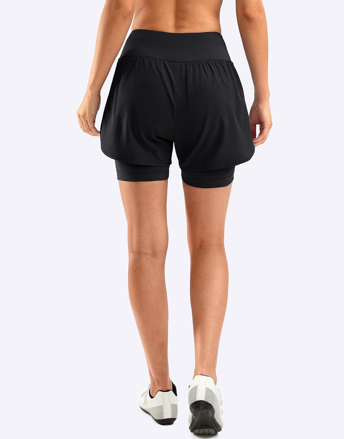 imageBikewa Womens Mountain Bike Shorts 4D Padded Cycling Riding Biking Bicycle Biker Cycle Shorts for Women Zipper PocketsBlack