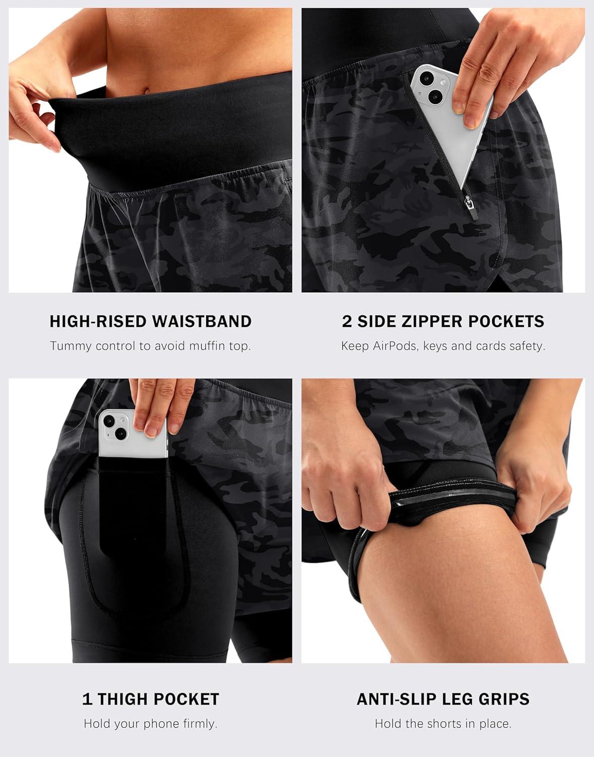 imageBikewa Womens Mountain Bike Shorts 4D Padded Cycling Riding Biking Bicycle Biker Cycle Shorts for Women Zipper PocketsBlack Camo