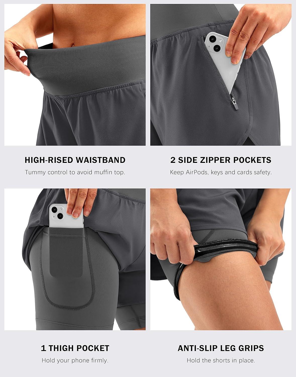 imageBikewa Womens Mountain Bike Shorts 4D Padded Cycling Riding Biking Bicycle Biker Cycle Shorts for Women Zipper PocketsDark Grey
