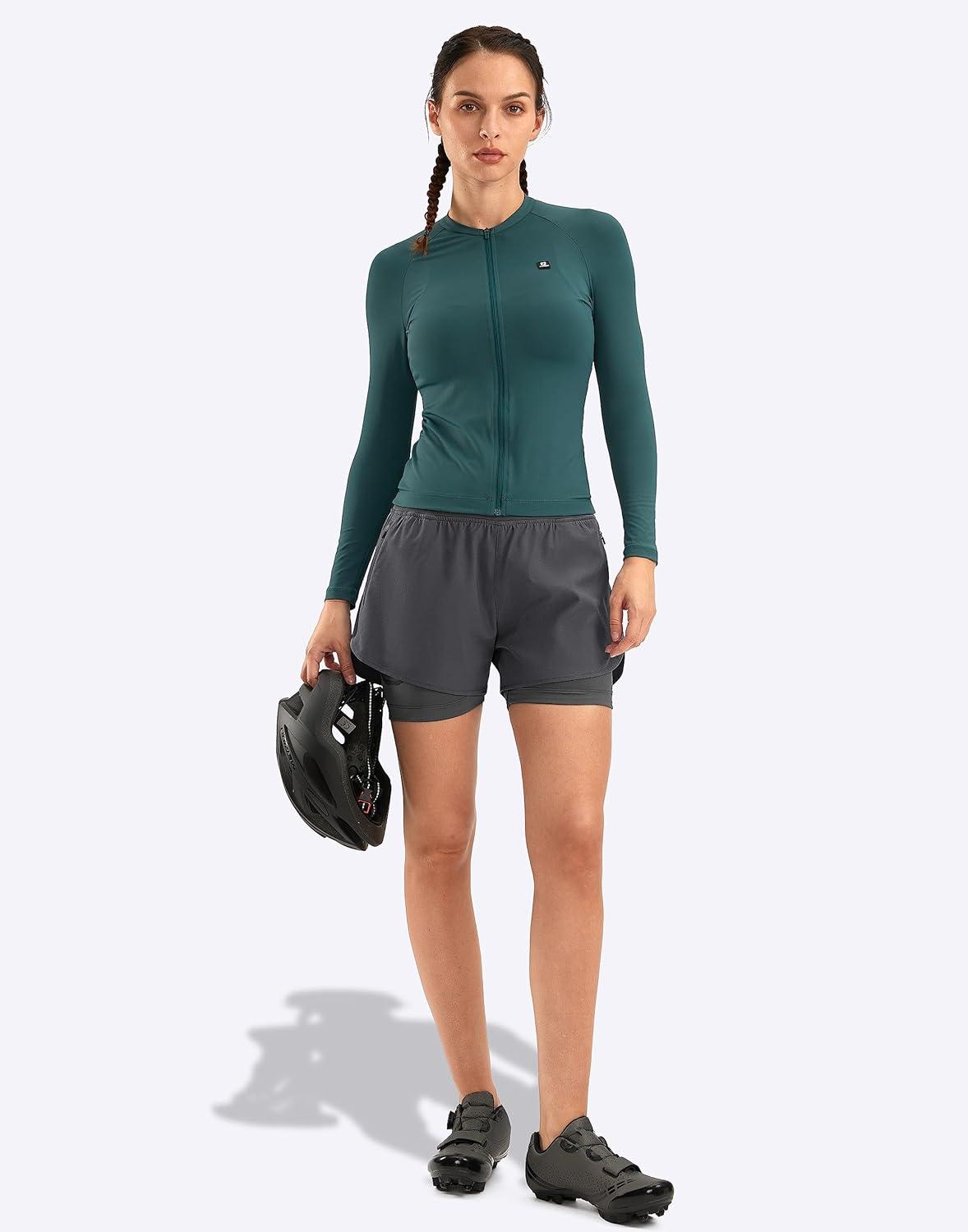 imageBikewa Womens Mountain Bike Shorts 4D Padded Cycling Riding Biking Bicycle Biker Cycle Shorts for Women Zipper PocketsDark Grey