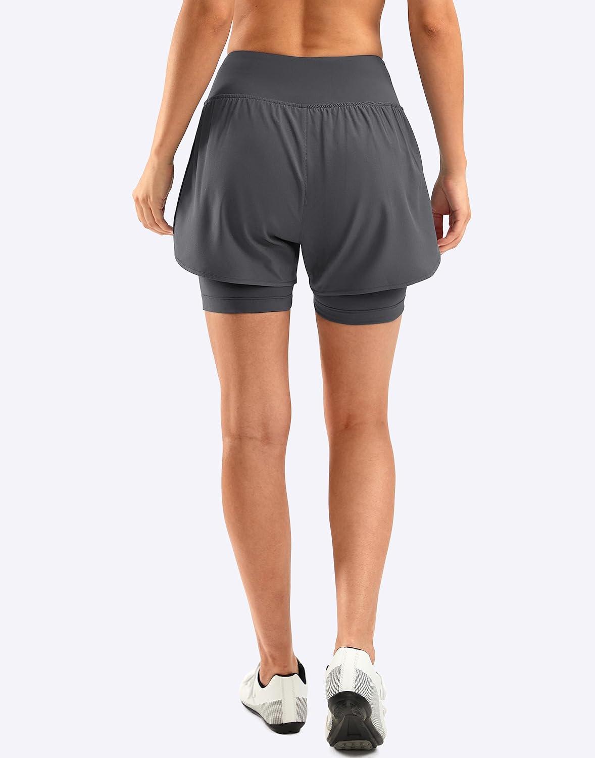 imageBikewa Womens Mountain Bike Shorts 4D Padded Cycling Riding Biking Bicycle Biker Cycle Shorts for Women Zipper PocketsDark Grey
