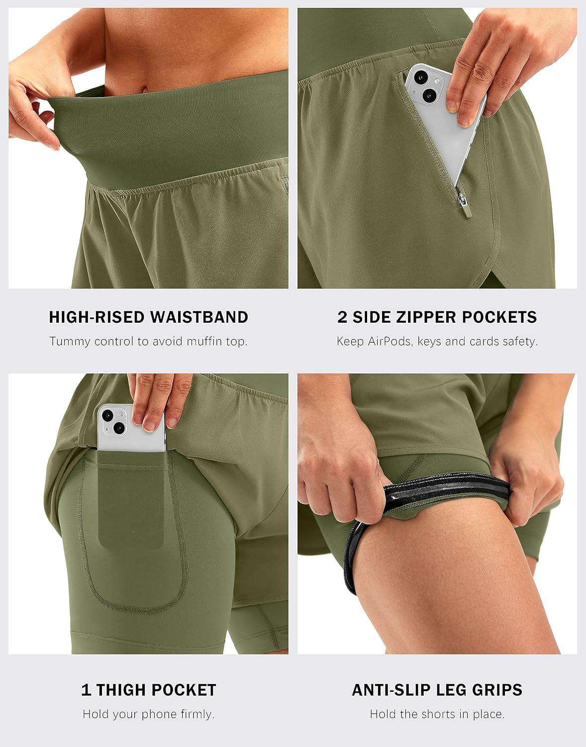imageBikewa Womens Mountain Bike Shorts 4D Padded Cycling Riding Biking Bicycle Biker Cycle Shorts for Women Zipper PocketsGrey Sage