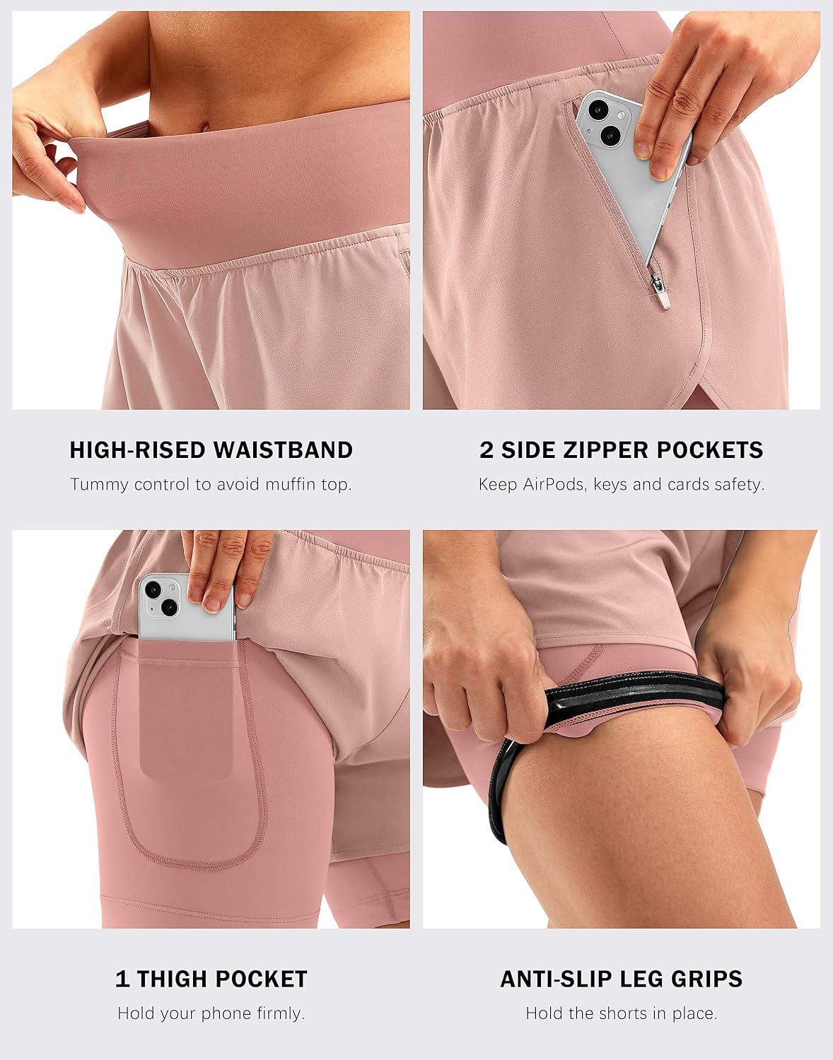 imageBikewa Womens Mountain Bike Shorts 4D Padded Cycling Riding Biking Bicycle Biker Cycle Shorts for Women Zipper PocketsPink