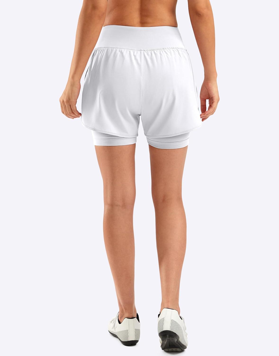 imageBikewa Womens Mountain Bike Shorts 4D Padded Cycling Riding Biking Bicycle Biker Cycle Shorts for Women Zipper PocketsWhite