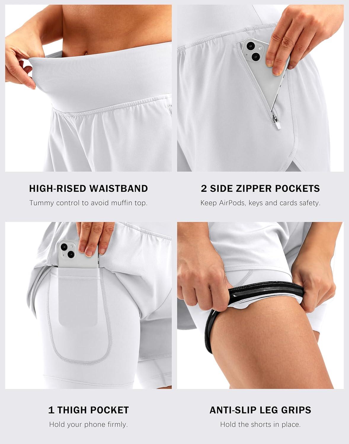imageBikewa Womens Mountain Bike Shorts 4D Padded Cycling Riding Biking Bicycle Biker Cycle Shorts for Women Zipper PocketsWhite