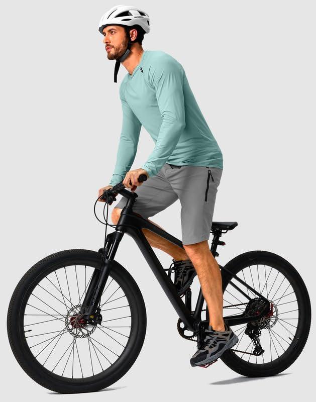 imageMens Mountain Bike Shorts Stretch Cycling Biking Bicycle Quick Dry Hiking Shorts for Men Zipper PocketsLight Grey