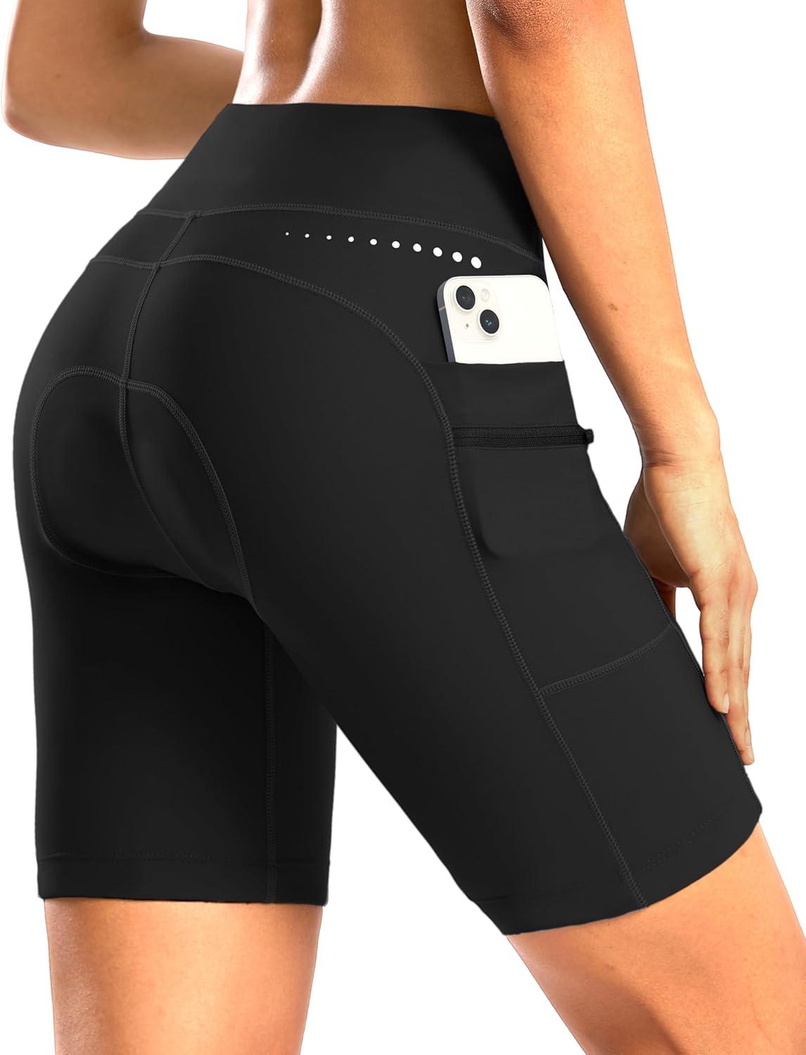imageWomens 4D Padded Bike Shorts 5quot7quot Riding Underwear Cycling Bicycle Road Biking Cycle Shorts for Women Zipper PocketsBlack