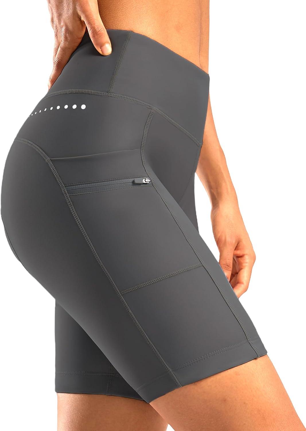 imageWomens 4D Padded Bike Shorts 5quot7quot Riding Underwear Cycling Bicycle Road Biking Cycle Shorts for Women Zipper PocketsDark Grey