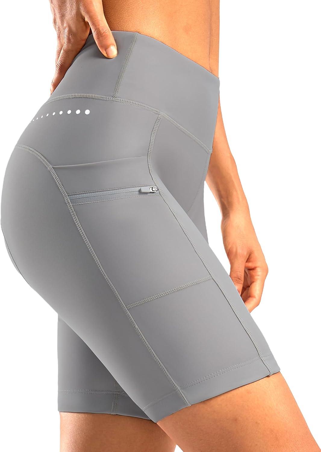 imageWomens 4D Padded Bike Shorts 5quot7quot Riding Underwear Cycling Bicycle Road Biking Cycle Shorts for Women Zipper PocketsLight Grey