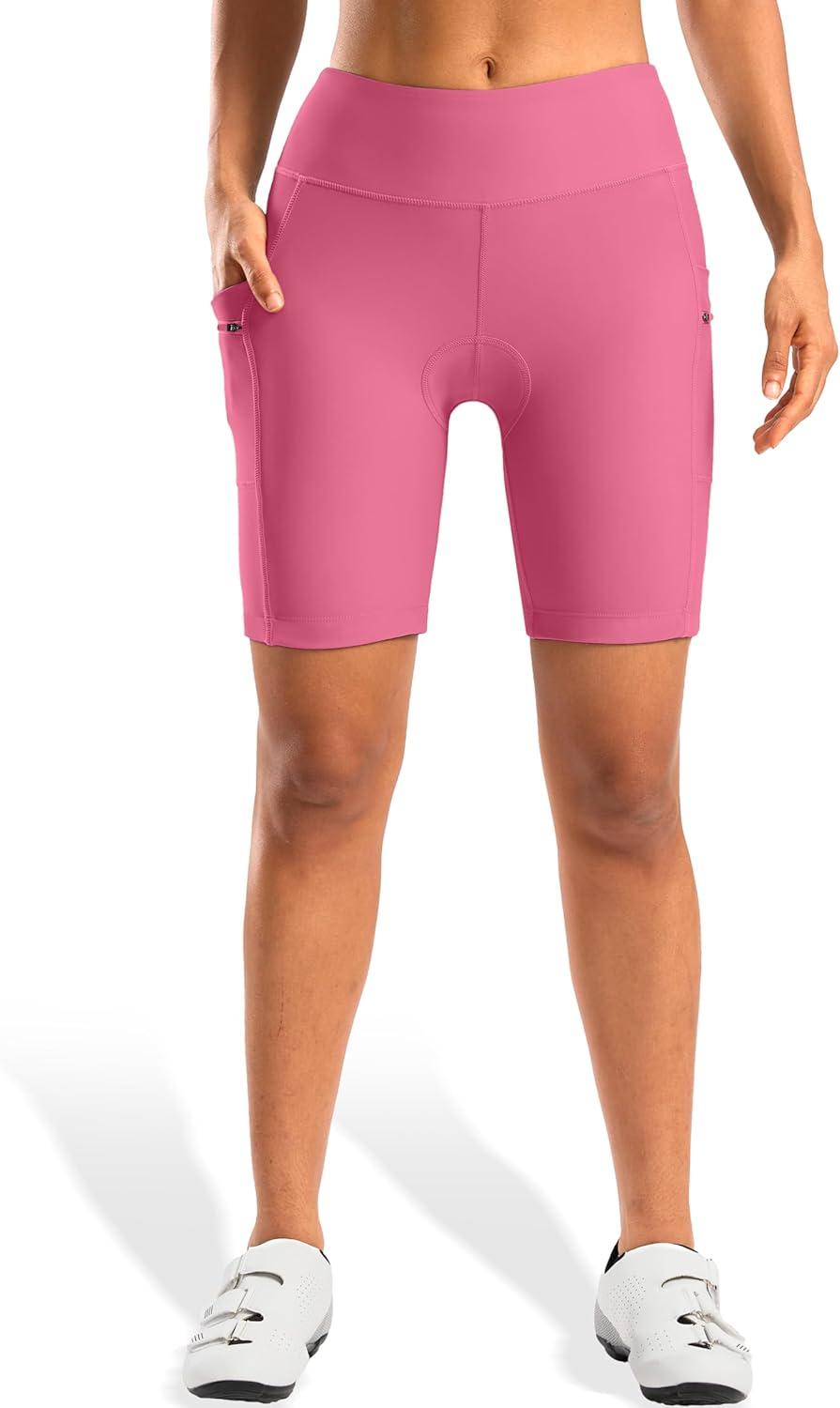 imageWomens 4D Padded Bike Shorts 5quot7quot Riding Underwear Cycling Bicycle Road Biking Cycle Shorts for Women Zipper PocketsPink