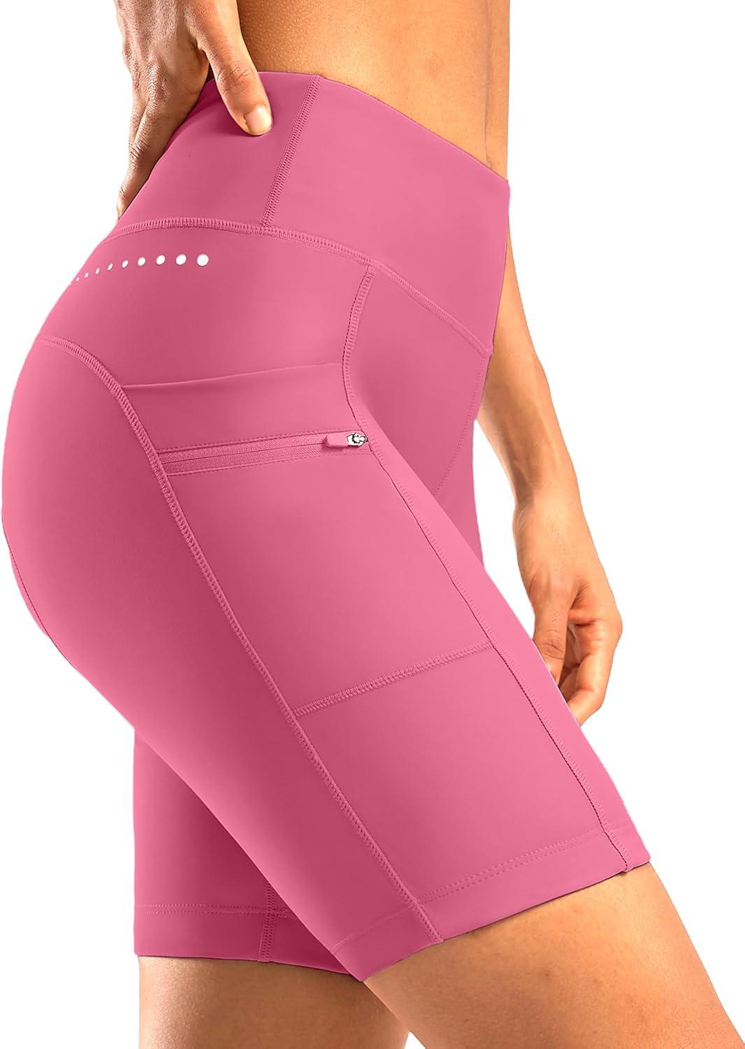 imageWomens 4D Padded Bike Shorts 5quot7quot Riding Underwear Cycling Bicycle Road Biking Cycle Shorts for Women Zipper PocketsPink