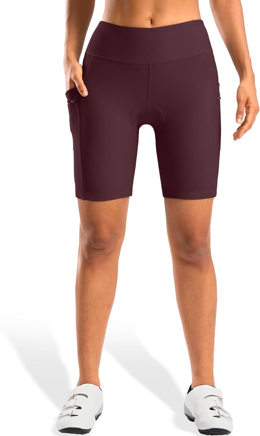 imageWomens 4D Padded Bike Shorts 5quot7quot Riding Underwear Cycling Bicycle Road Biking Cycle Shorts for Women Zipper PocketsWine