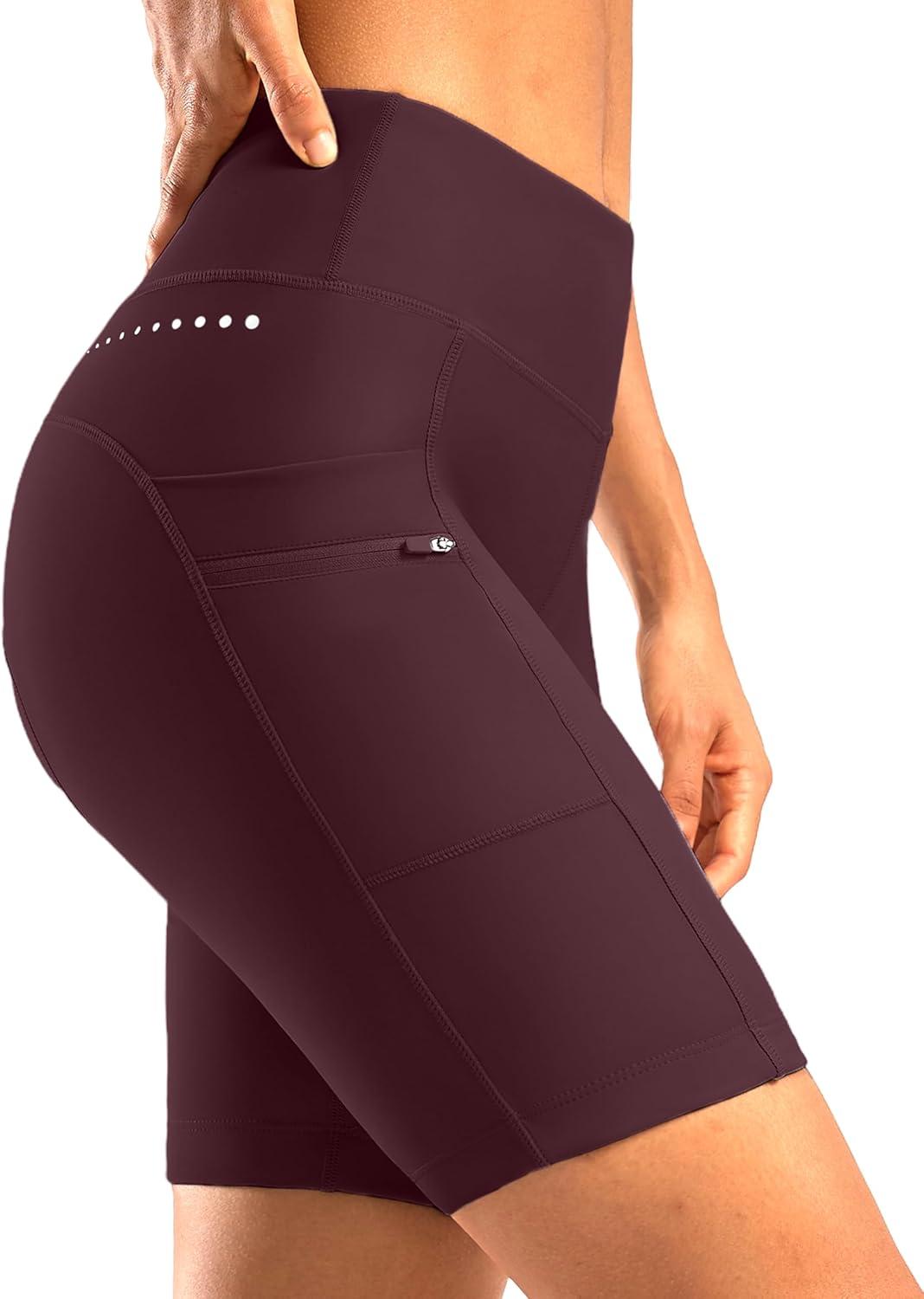 imageWomens 4D Padded Bike Shorts 5quot7quot Riding Underwear Cycling Bicycle Road Biking Cycle Shorts for Women Zipper PocketsWine